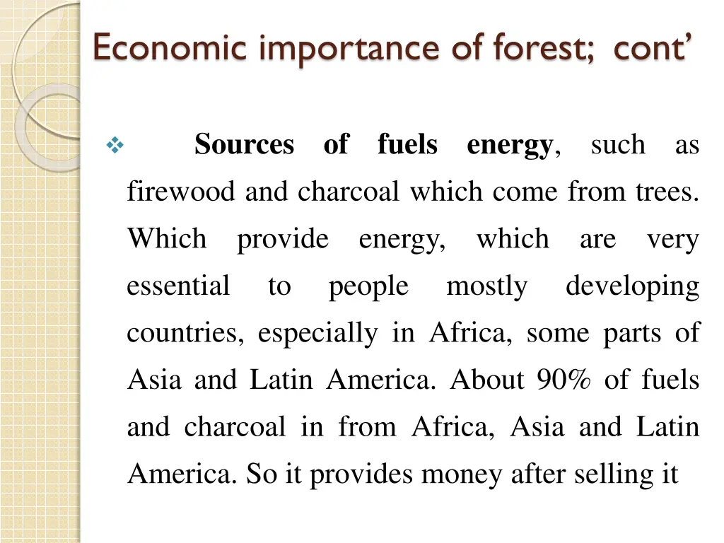 economic importance of forest cont 1