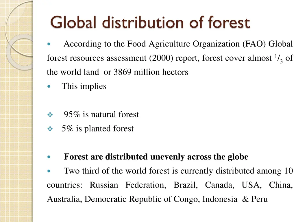 global distribution of forest