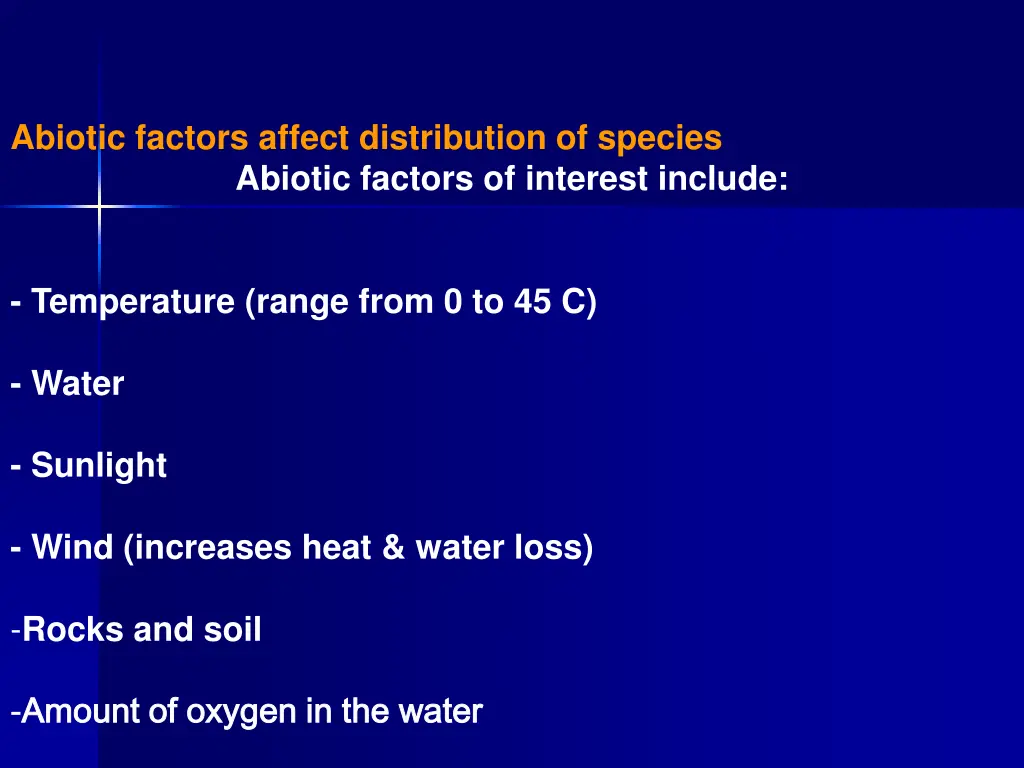 abiotic factors affect distribution of species