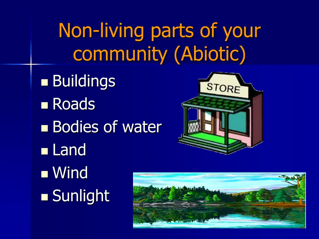 non living parts of your community abiotic