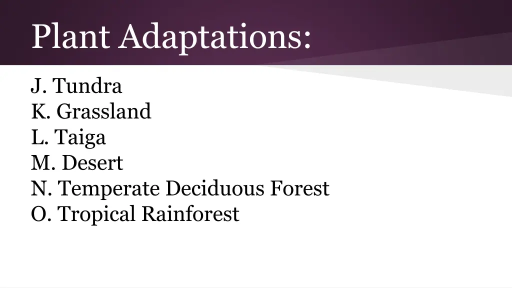 plant adaptations