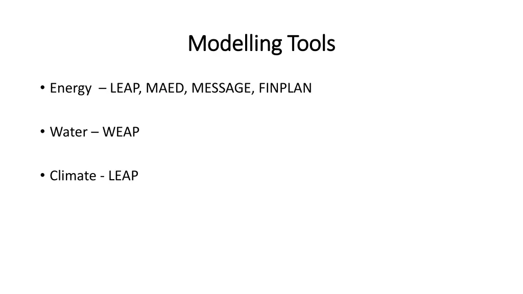 modelling tools modelling tools