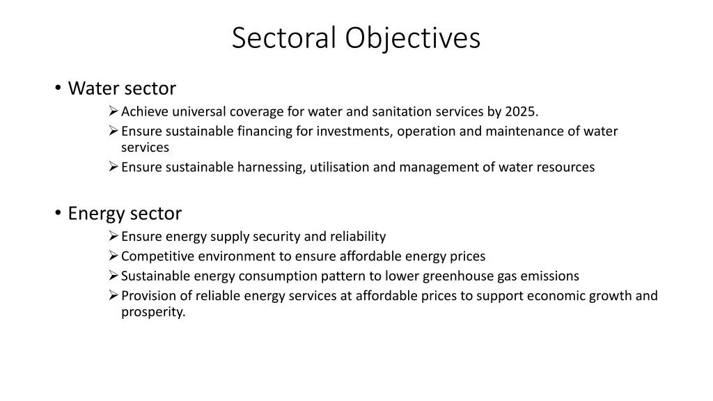 sectoral objectives