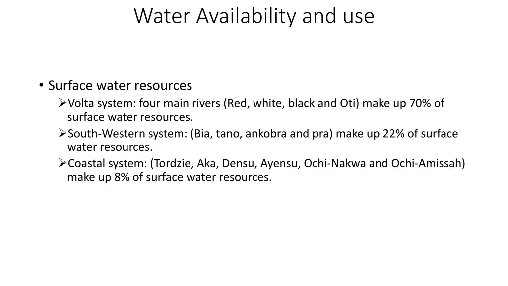 water availability and use