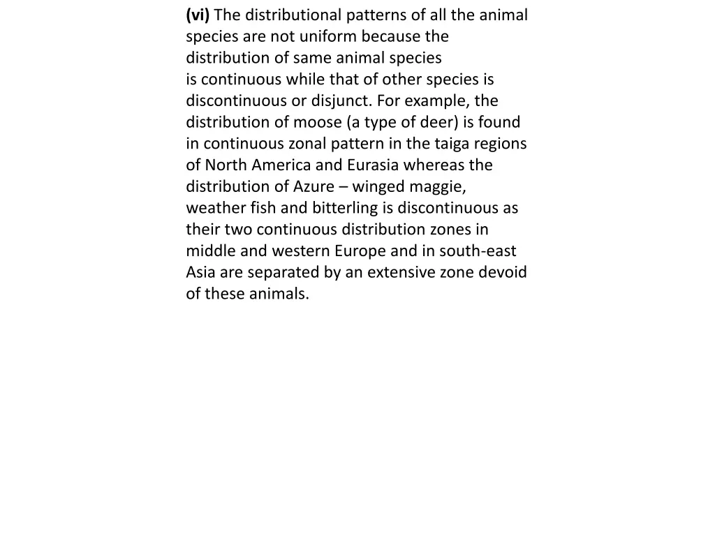 vi the distributional patterns of all the animal