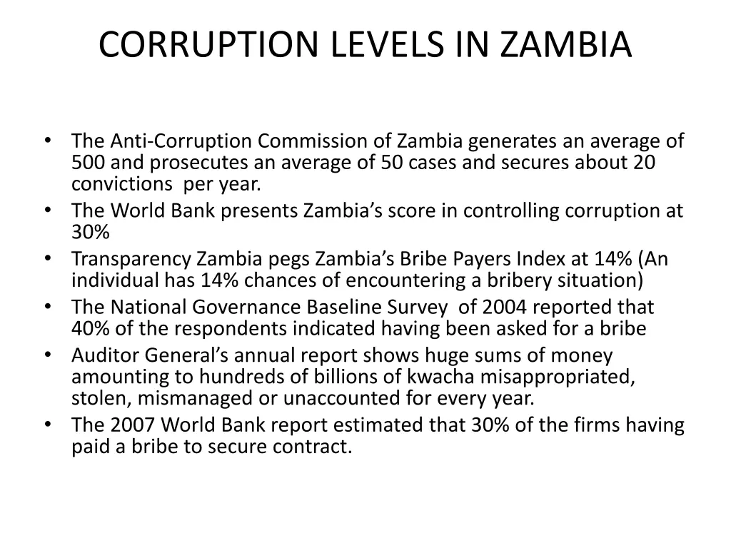 corruption levels in zambia