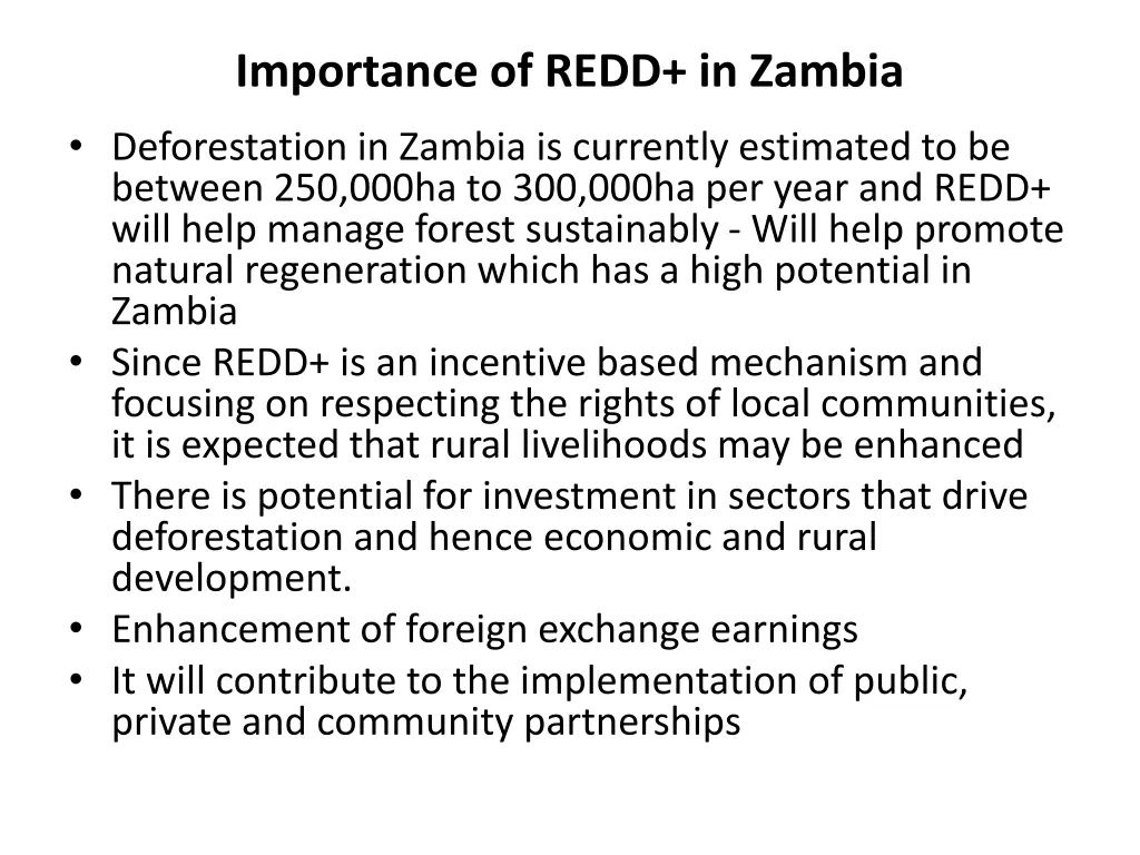 importance of redd in zambia