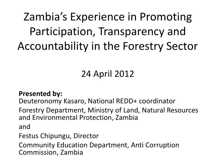 zambia s experience in promoting participation