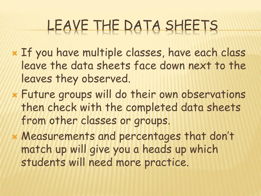 leave the data sheets