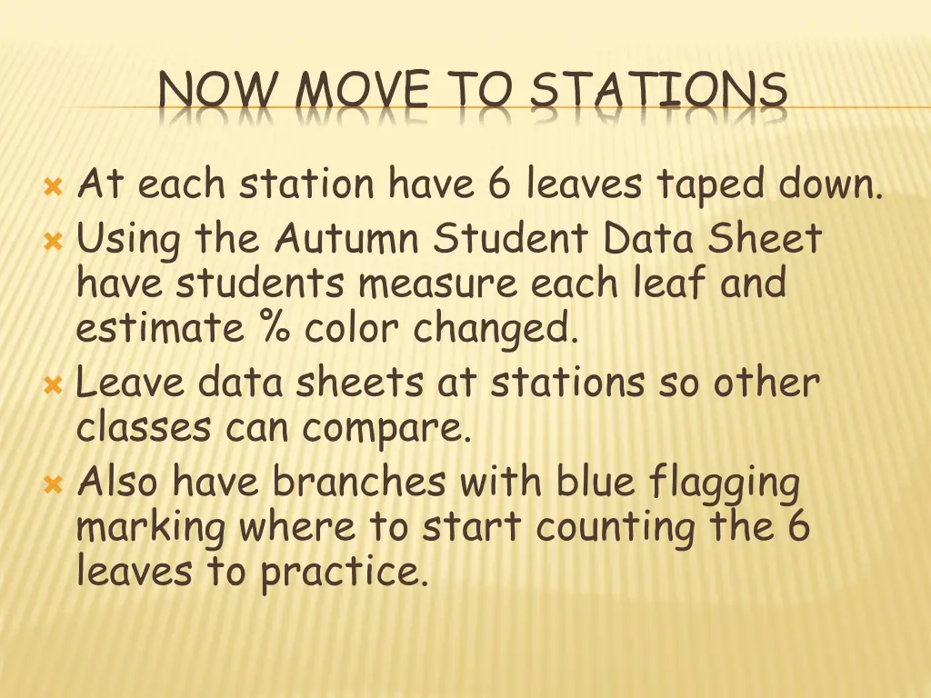 now move to stations