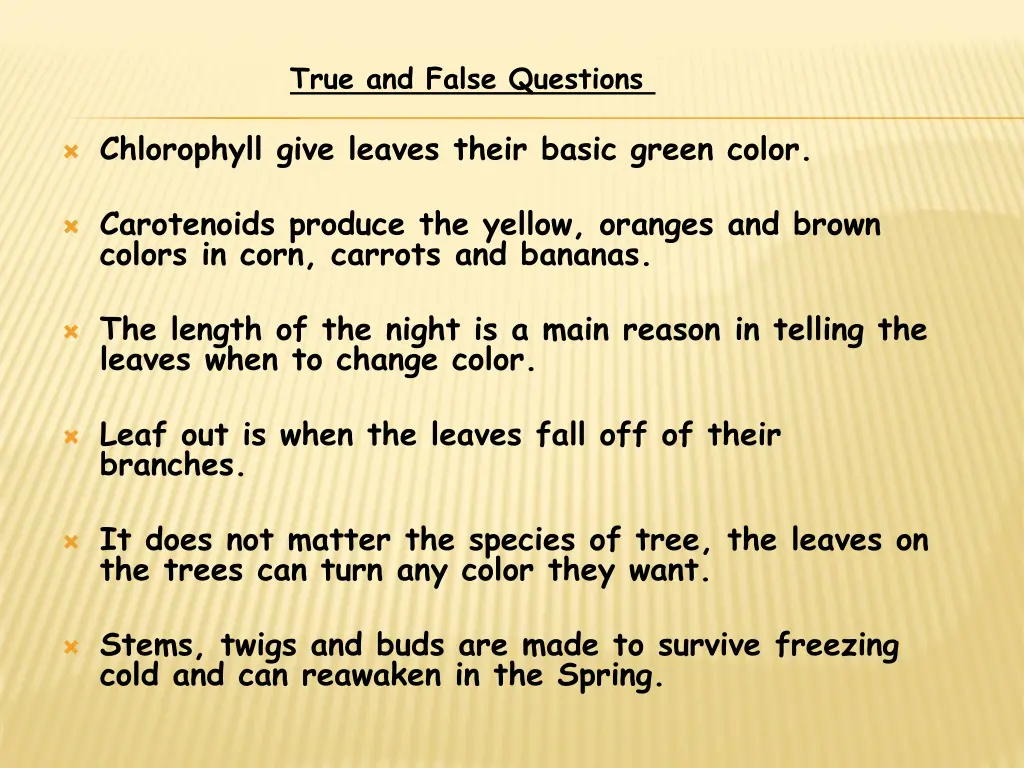 true and false questions