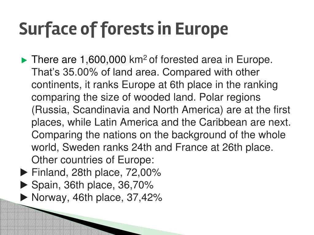 surface of forests in europe