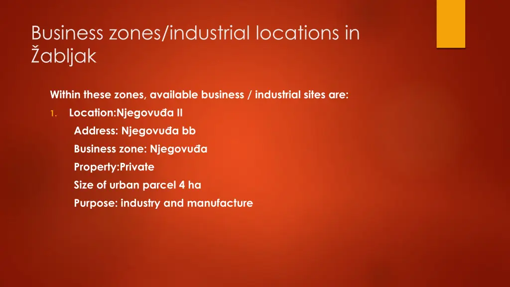 business zones industrial locations in abljak 1