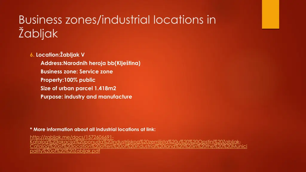 business zones industrial locations in abljak 6