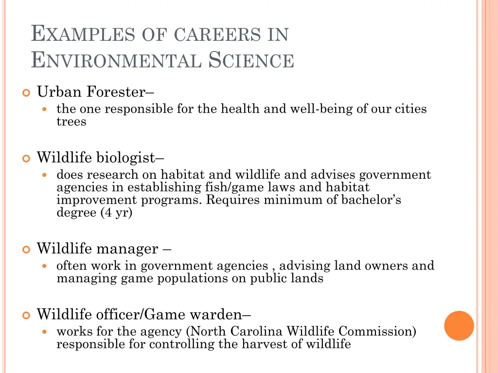 e xamples of careers in e nvironmental s cience 1