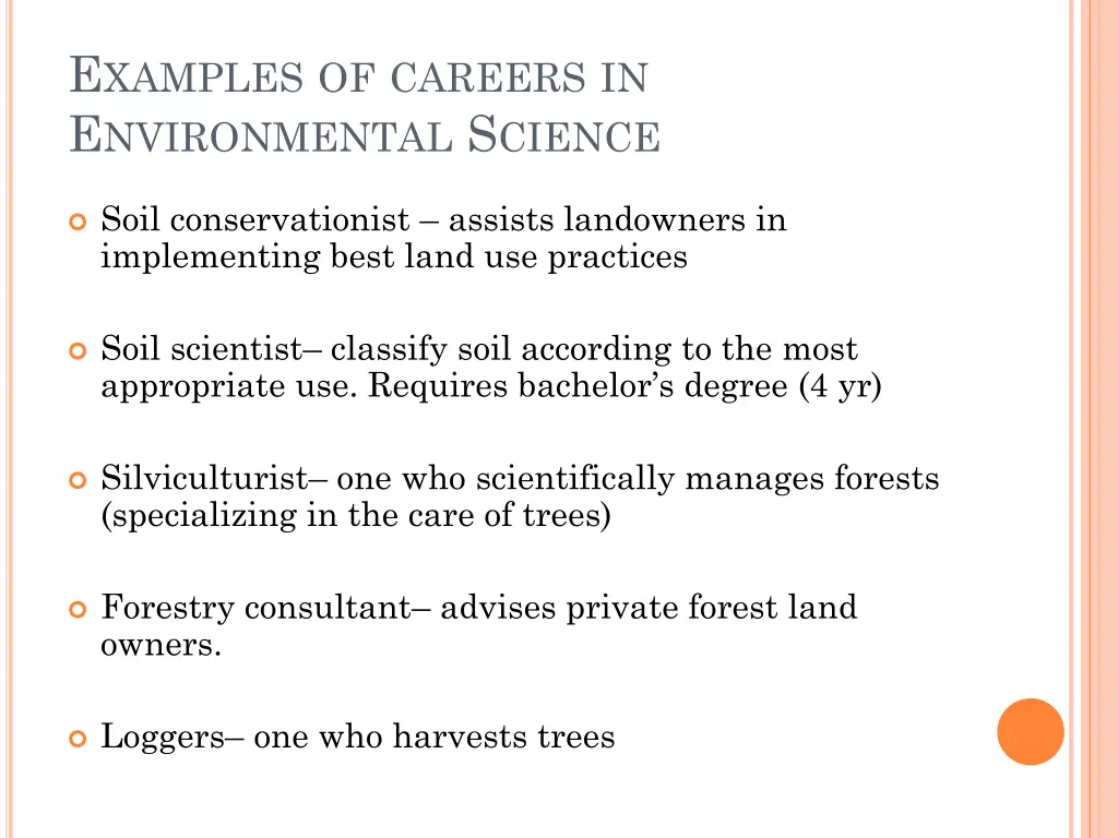 e xamples of careers in e nvironmental s cience