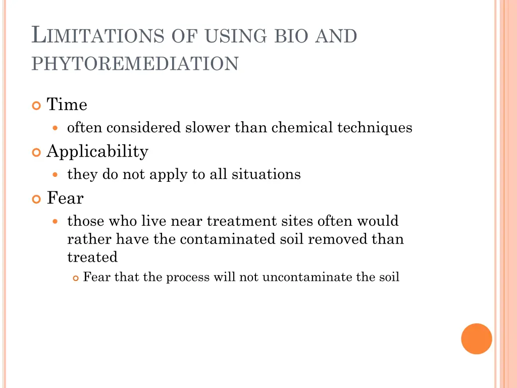 l imitations of using bio and phytoremediation