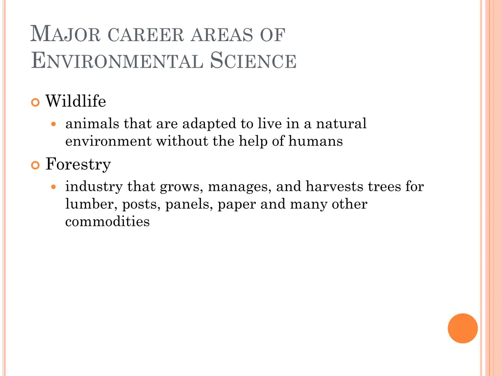 m ajor career areas of e nvironmental s cience 1