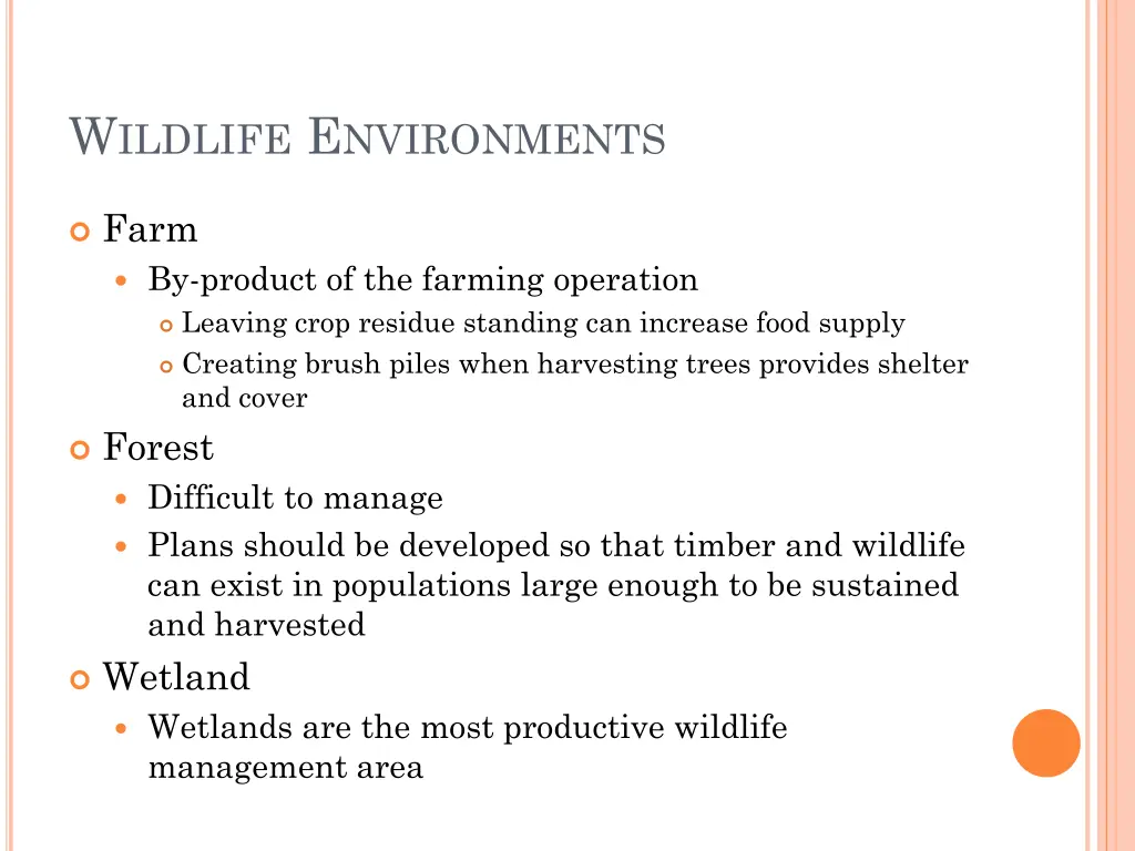 w ildlife e nvironments