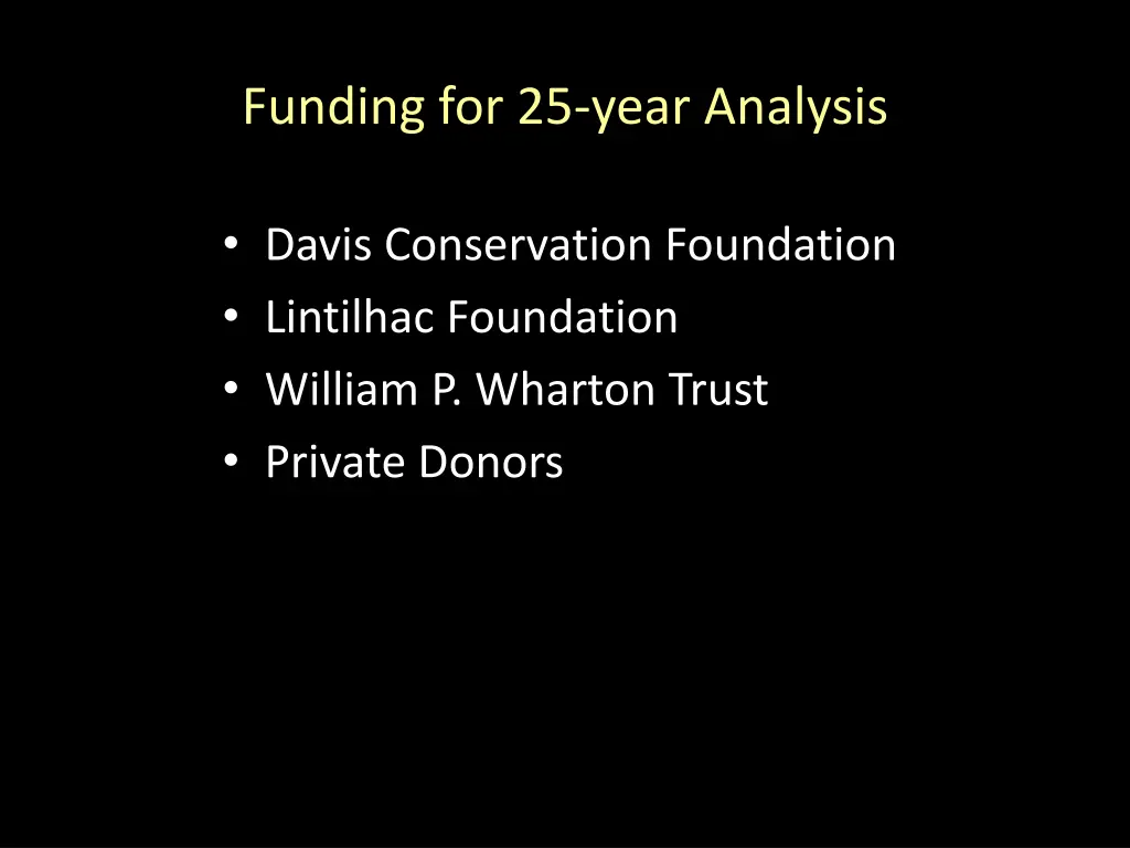 funding for 25 year analysis