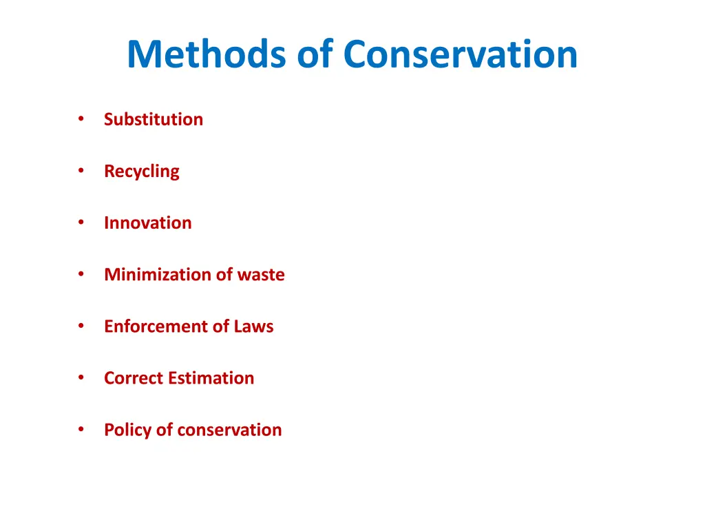 methods of conservation