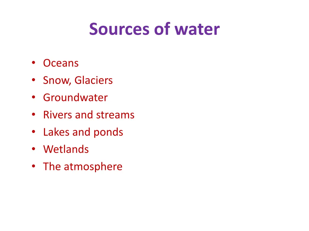 sources of water