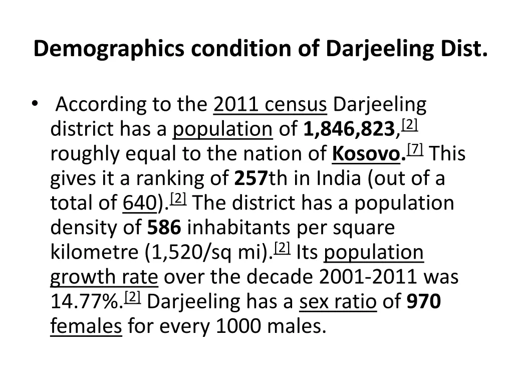 demographics condition of darjeeling dist