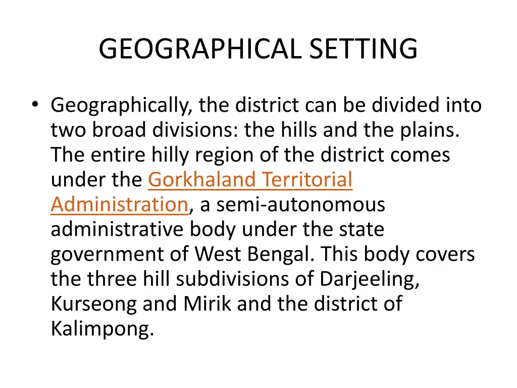 geographical setting