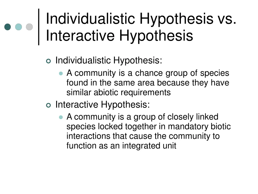 individualistic hypothesis vs interactive