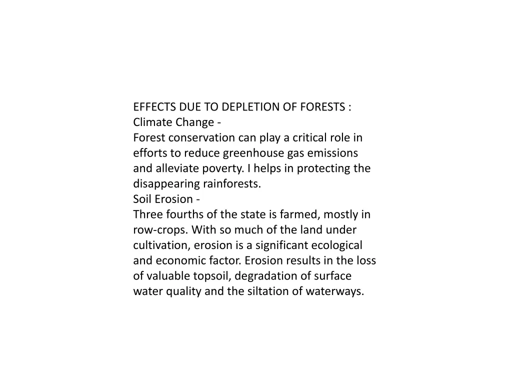 effects due to depletion of forests climate 1