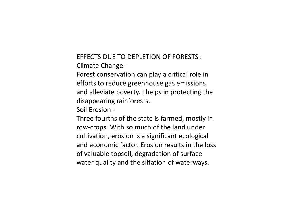 effects due to depletion of forests climate