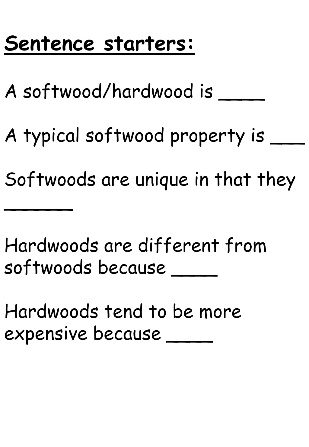 sentence starters 1