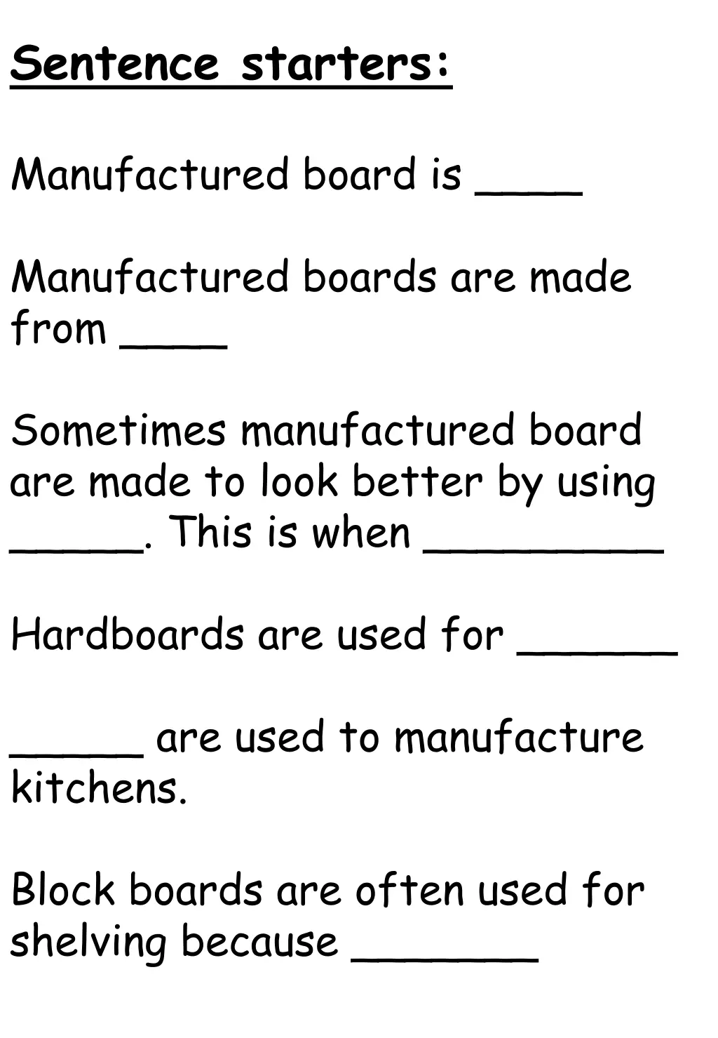 sentence starters 2