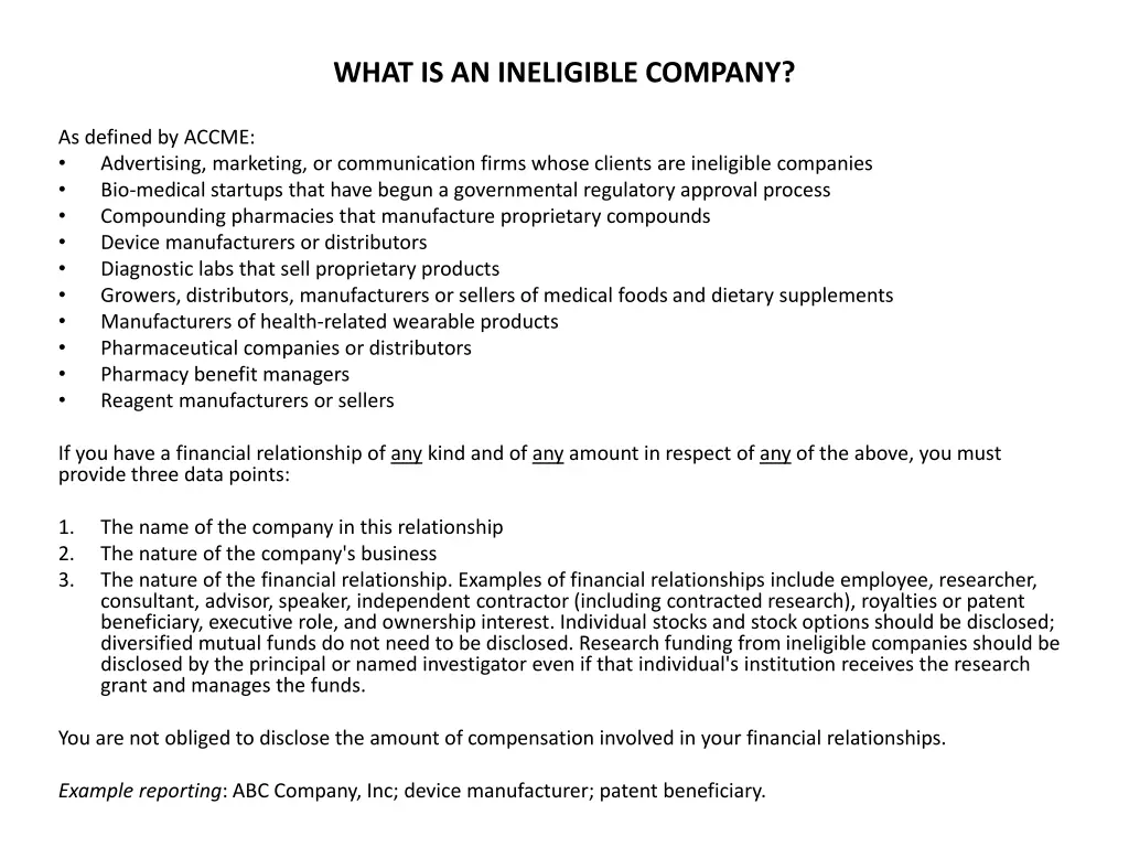 what is an ineligible company