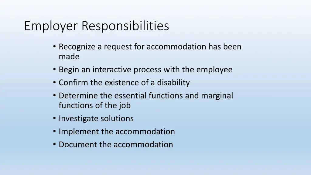 employer responsibilities