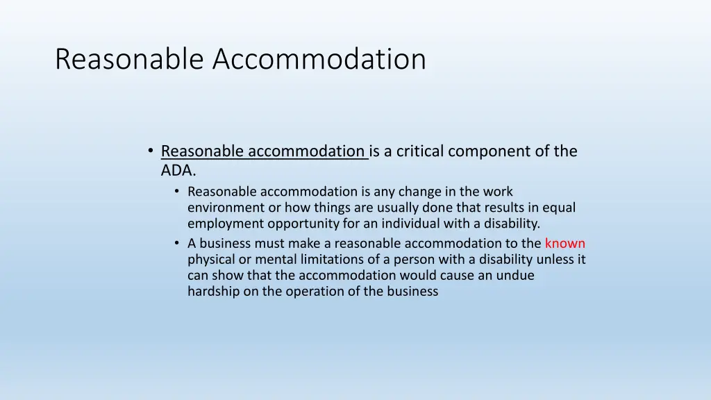 reasonable accommodation