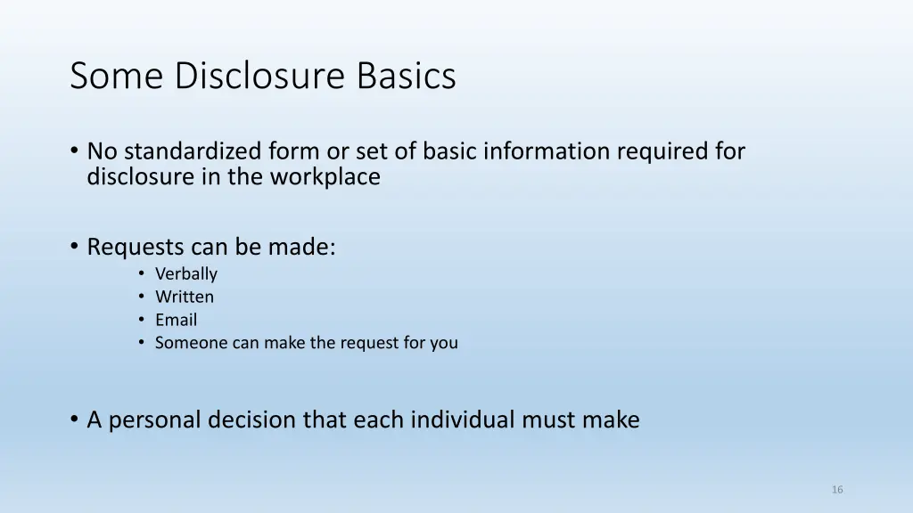 some disclosure basics