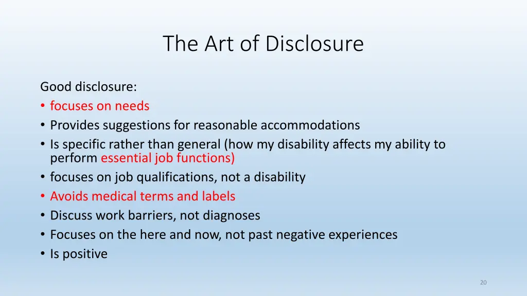 the art of disclosure