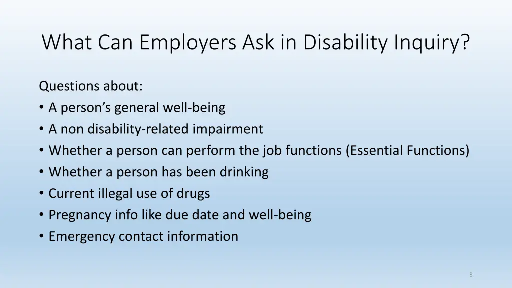 what can employers ask in disability inquiry