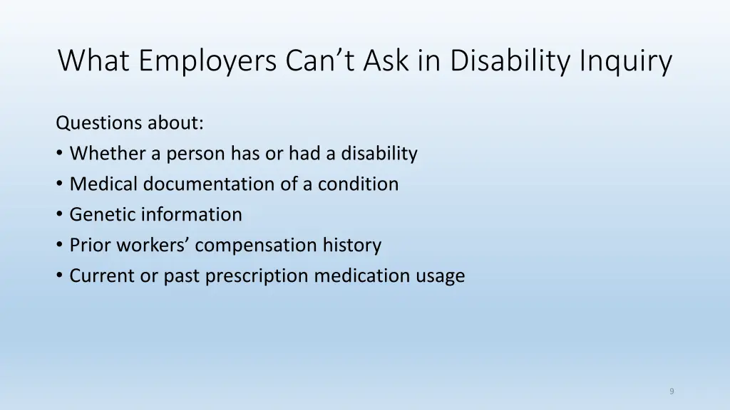 what employers can t ask in disability inquiry