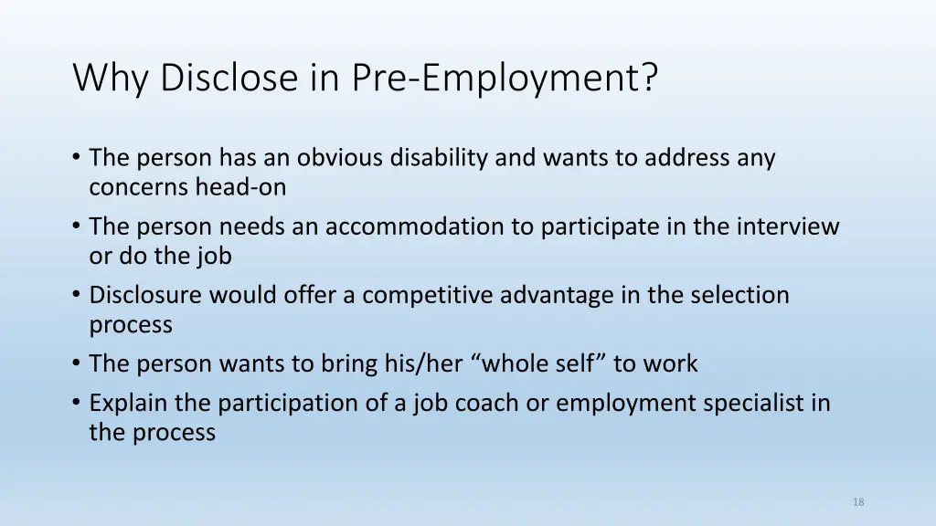 why disclose in pre employment