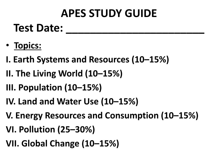 apes study guide test date