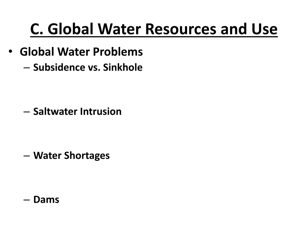 c global water resources and use global water