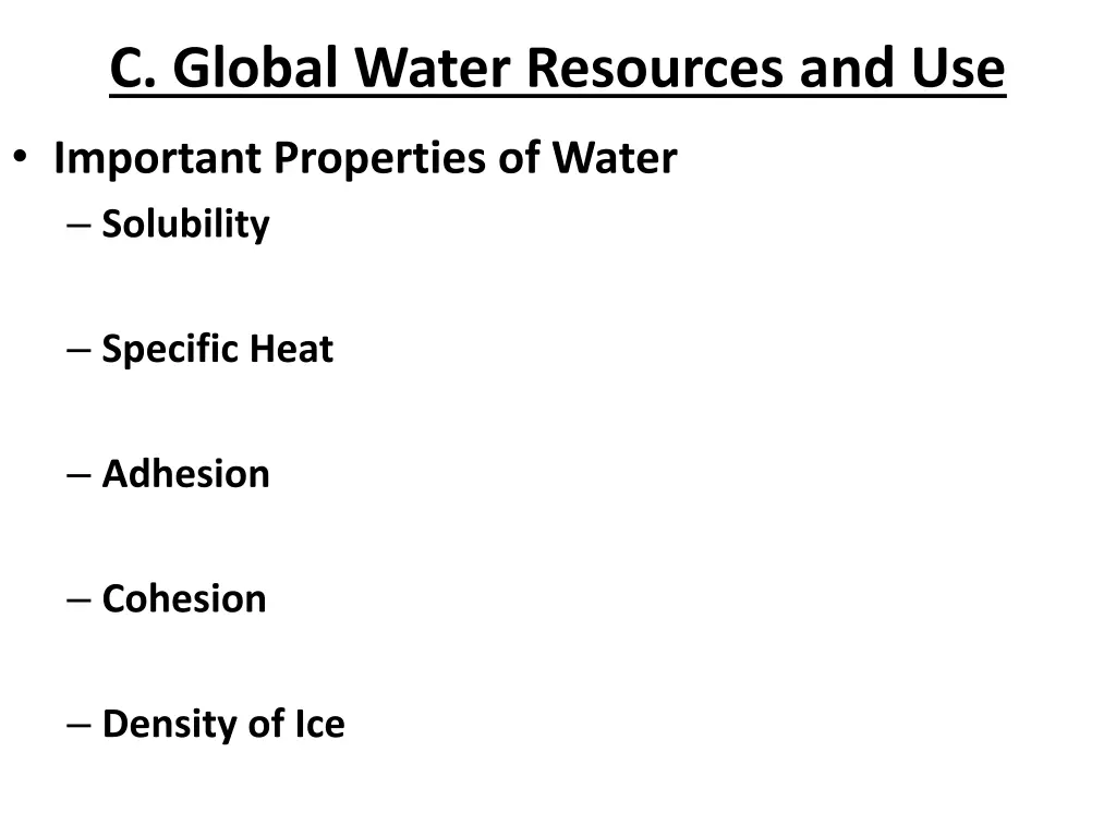 c global water resources and use