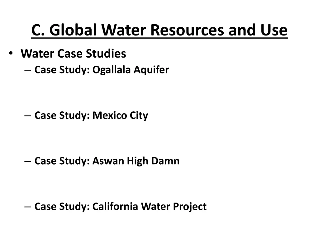 c global water resources and use water case