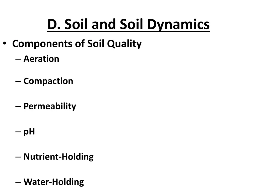 d soil and soil dynamics components of soil