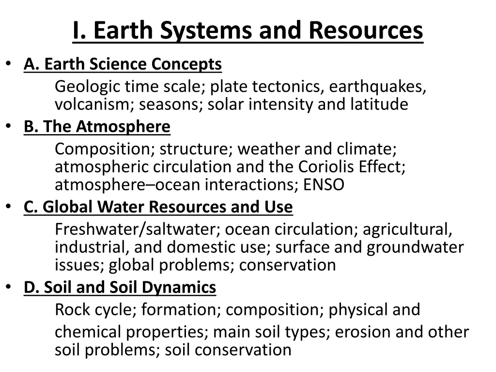 i earth systems and resources a earth science