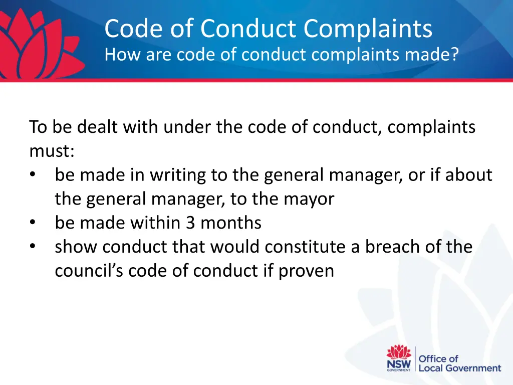 code of conduct complaints how are code