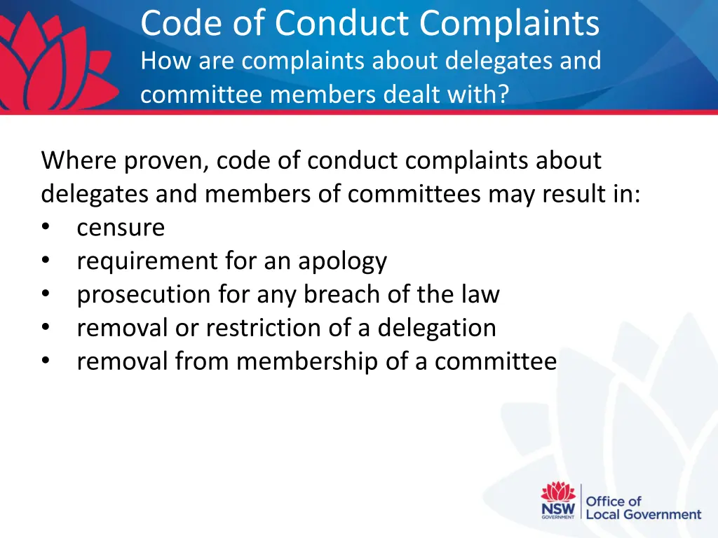 code of conduct complaints how are complaints 1