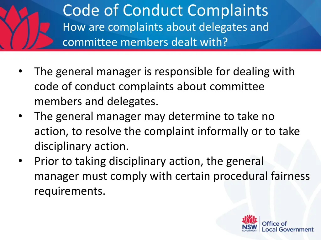 code of conduct complaints how are complaints